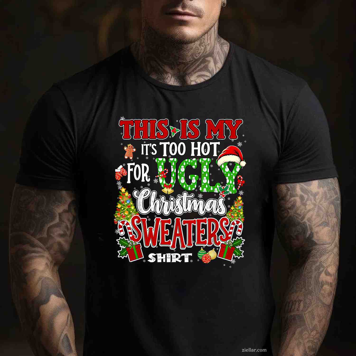 Too Hot Ugly Christmas Sweaters Funny Xmas Men Women Family T-Shirt_ Humorous Holiday Party Tee For All
