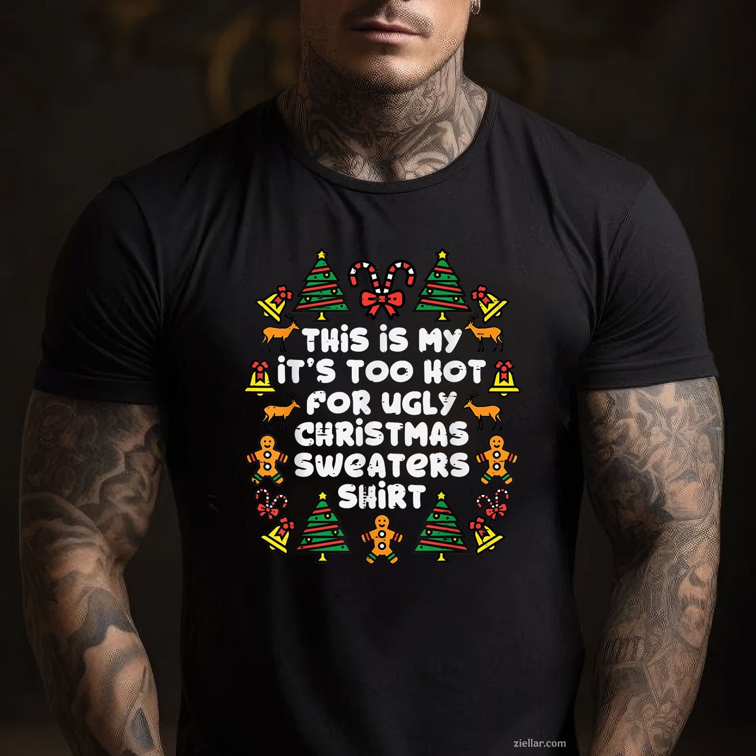 Too Hot for Sweaters Tee and T-Shirt, Funny Ugly Christmas T-Shirt for Men and Women Adults