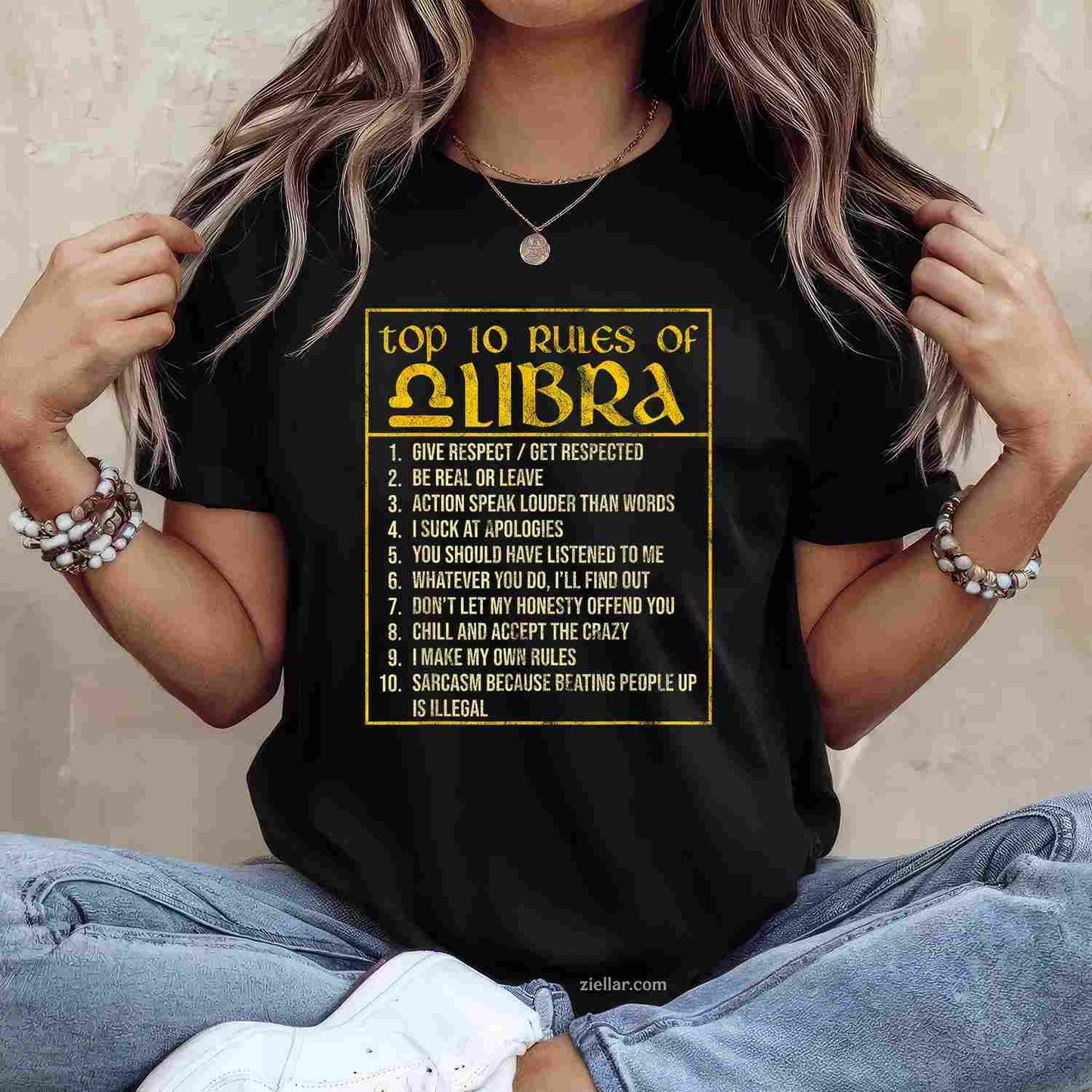 Top 10 Rules Libra Zodiac Sign September October Birthday T-Shirt and Tee for Adults Men Women Unisex