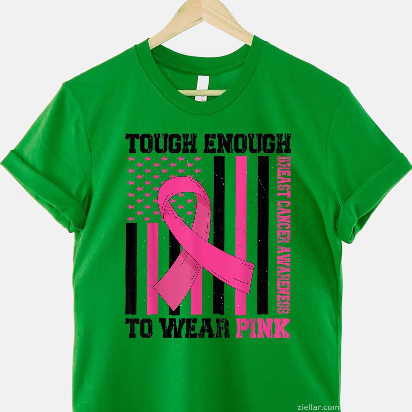 Tough Enough To Wear Pink Breast Cancer Awareness in October Funny Graphic Tee and T-Shirt Gift for Adults Men Women Unisex
