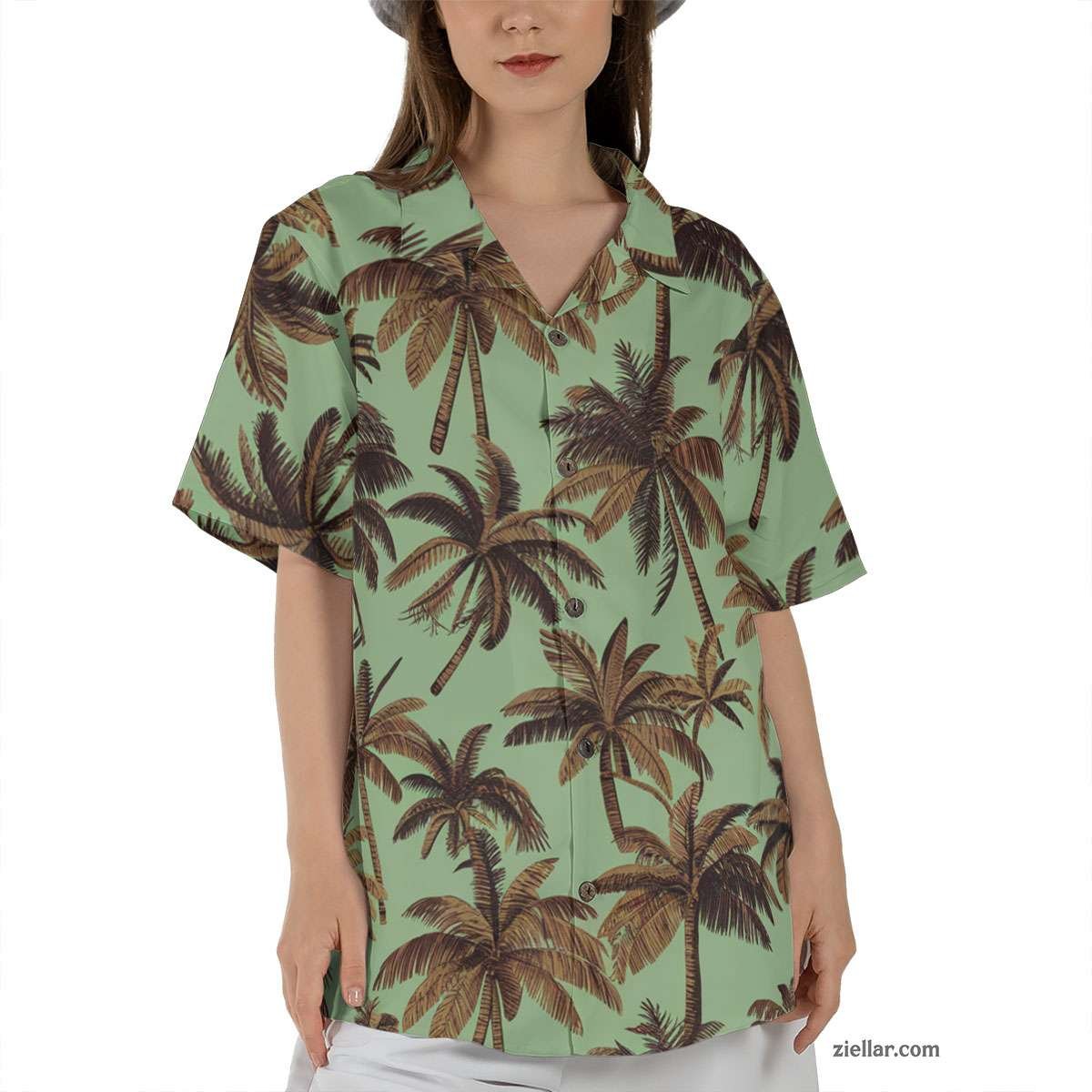 Tropical Green Palm Hawaiian Shirt Tee, Unisex Aloha Summer Outfit Gift
