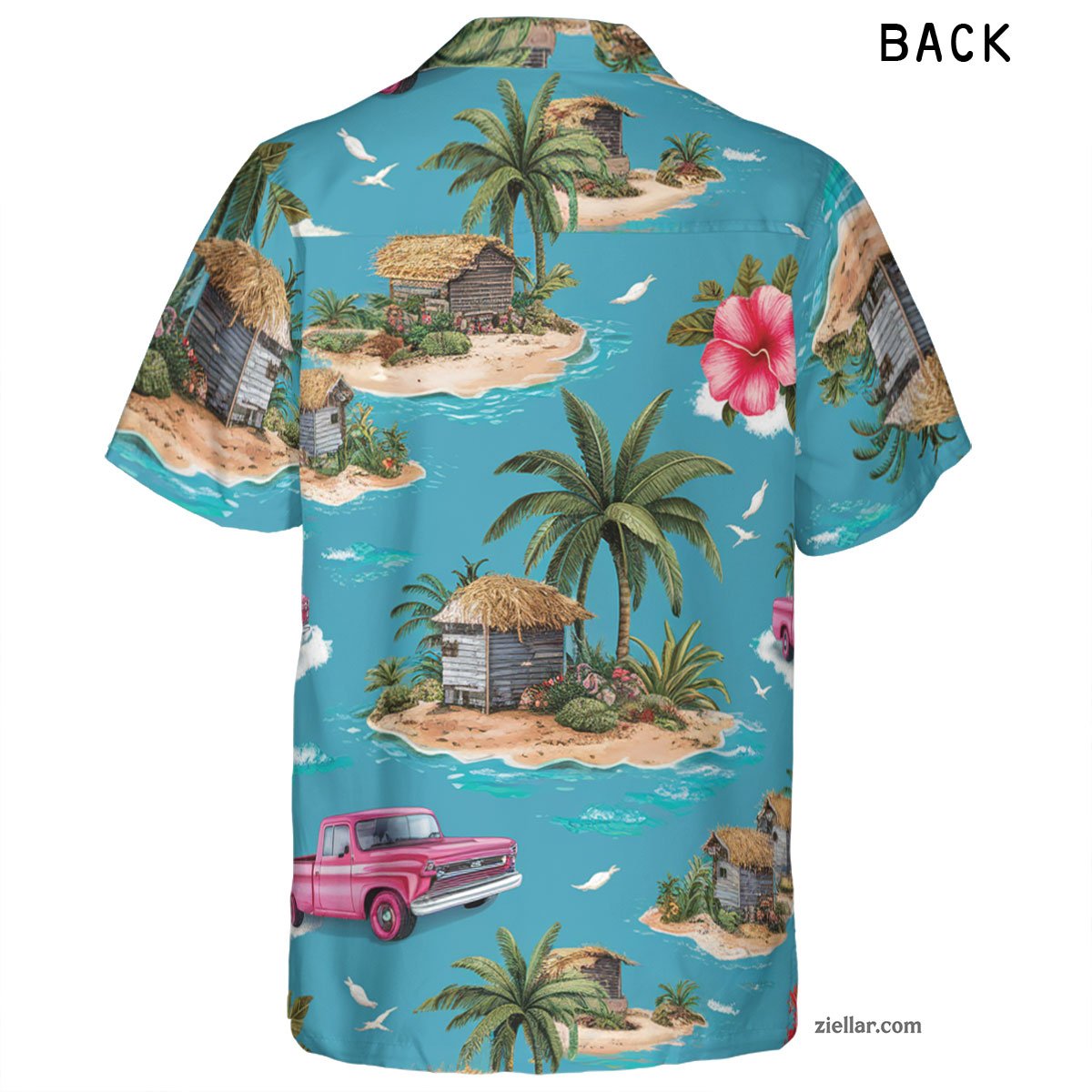 Tropical Island Truck Hawaiian Shirt and Tee, Summer Beachwear for Adults