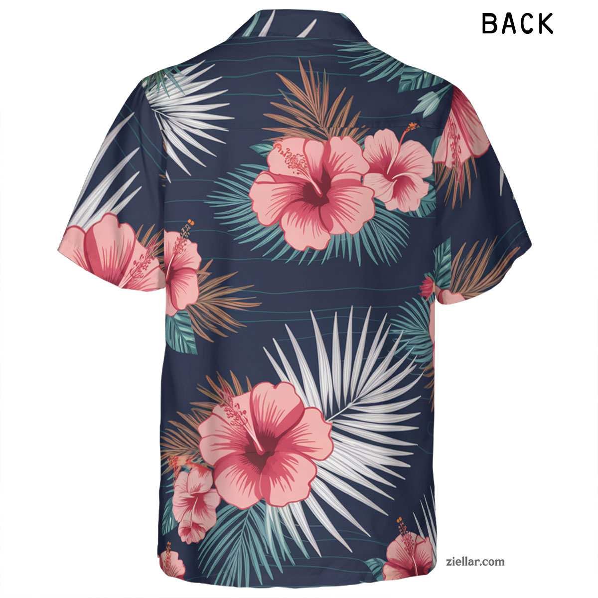 Tropical Navy Hawaiian Shirt and Tee, Hibiscus Palm Beachwear for Adults