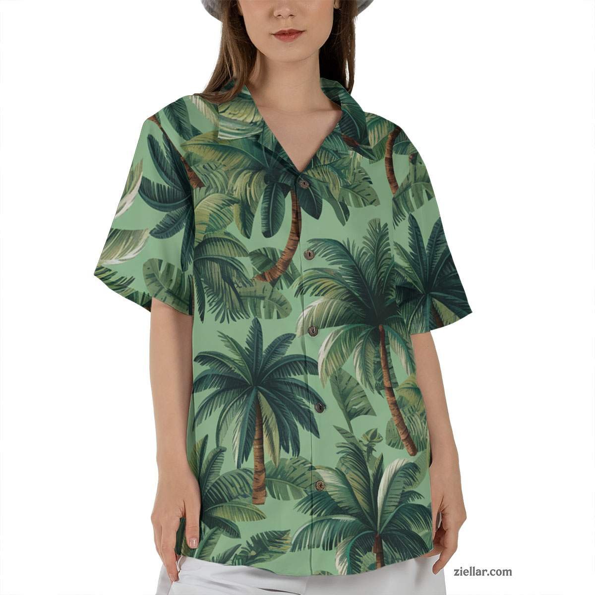 Tropical Palm Leaf Hawaiian Shirt and Tee, Black Blue Summer Beachwear