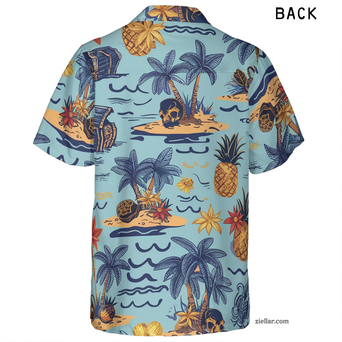 Tropical Paradise Hawaiian Shirt Tee, Sky Blue Aloha Vacation Shirt