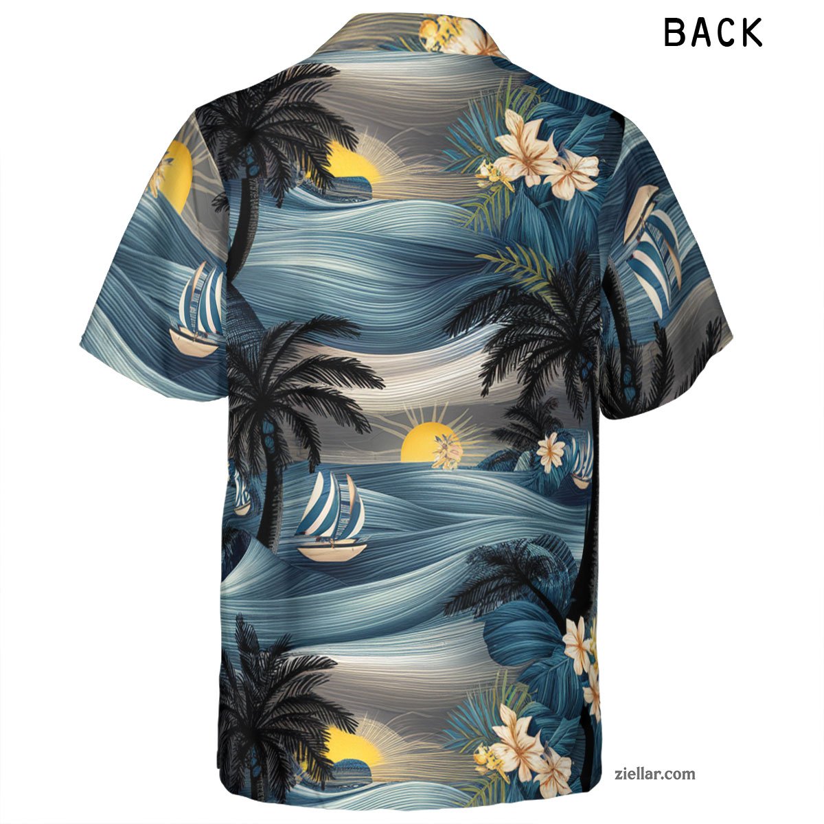 Tropical Palm Tree Sunset Hawaiian Shirt Tee, Vacation Outfit for Adults