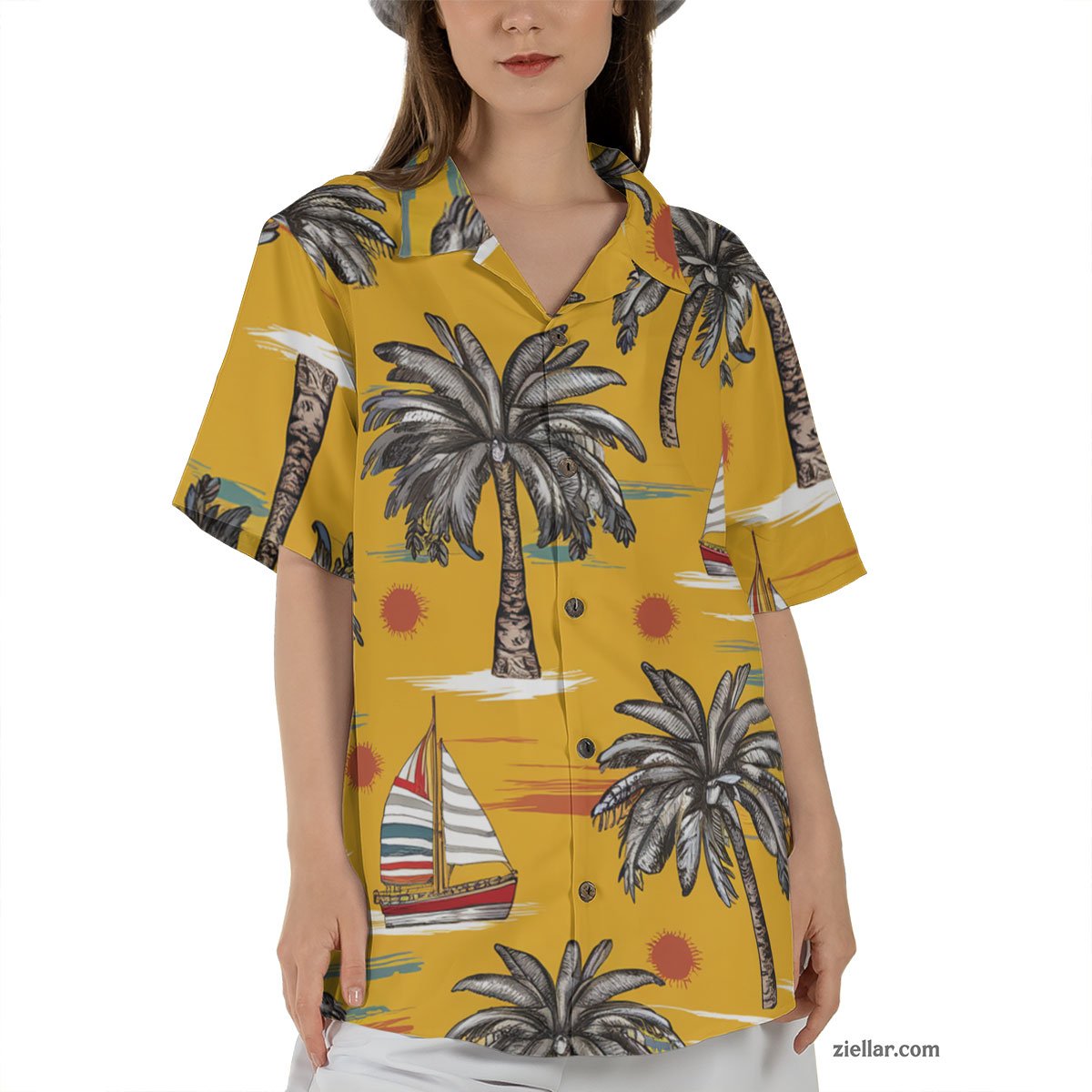 Tropical Sailboat Hawaiian Shirt Tee, Summer Vacation Gift for Men Women