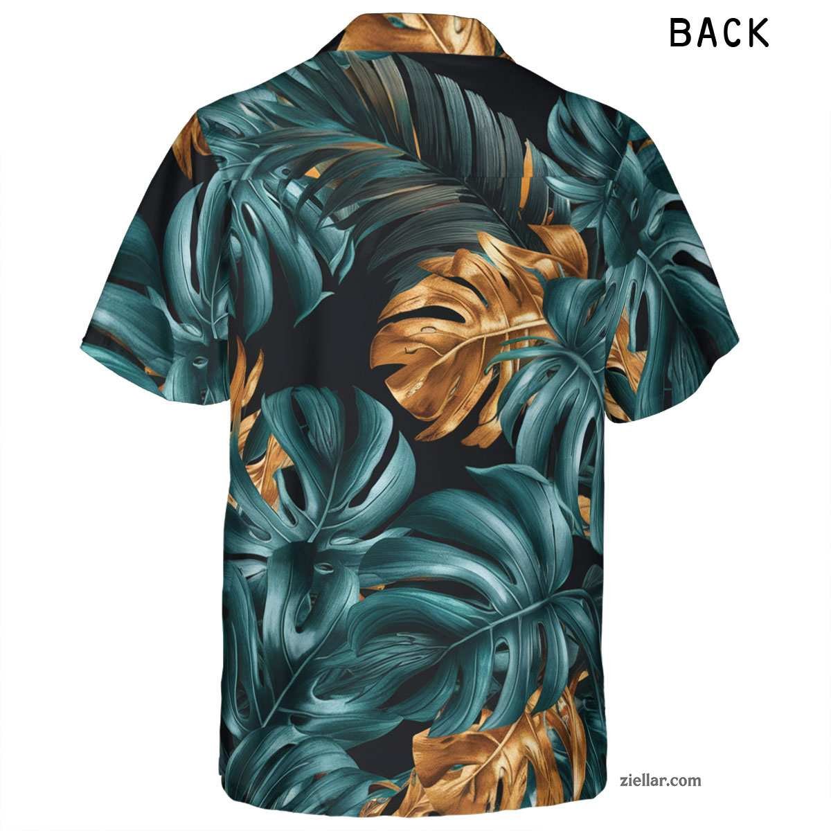 Tropical Teal Gold White Hawaiian Shirt and Tee, Aloha Vacation Wear Gift