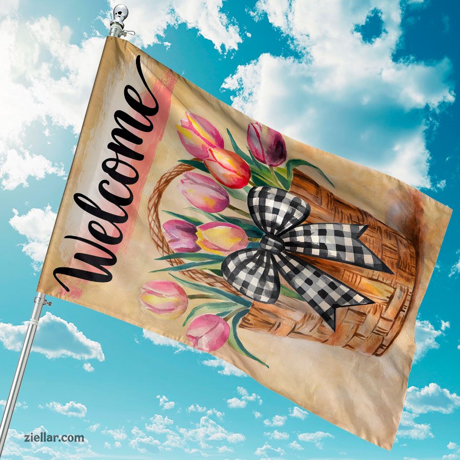 Tulips Floral Spring House Flag 28x40 Inch, Double Sided Outdoor Welcome Flag