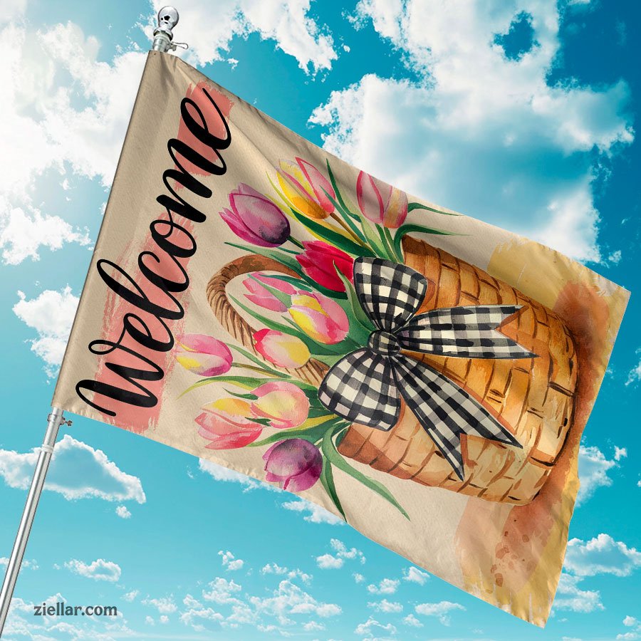 Tulips Spring House Flag 28x40 Inch, Double Sided Outdoor Floral Yard Flag
