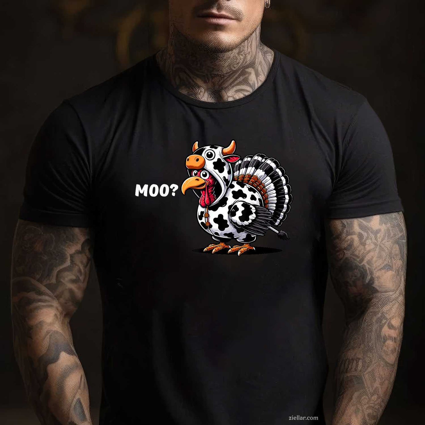 Turkey Moo Funny Thanksgiving T-Shirt and Tee for Adults Men Women Unisex