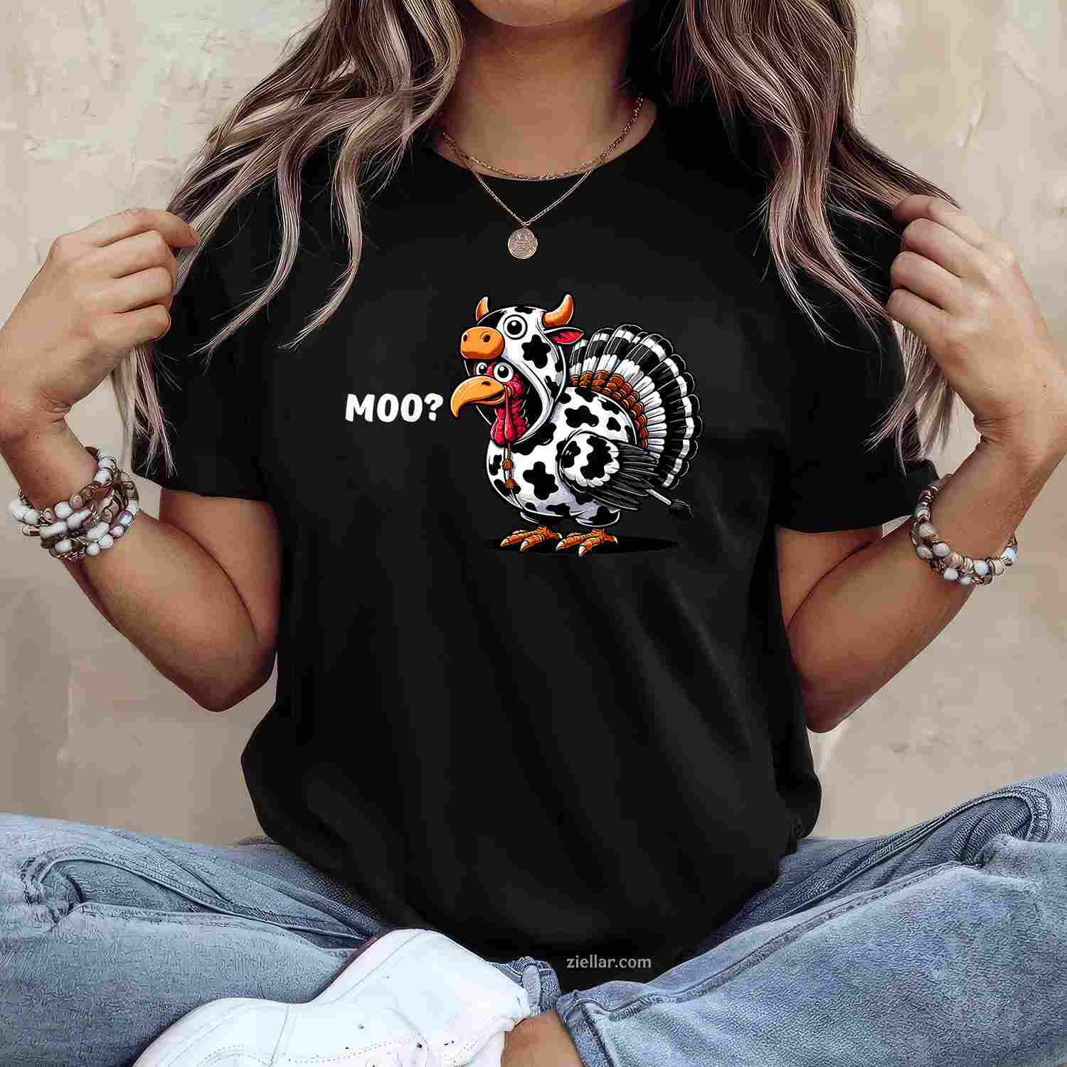 Turkey Moo Funny Thanksgiving T-Shirt and Tee for Adults Men Women Unisex
