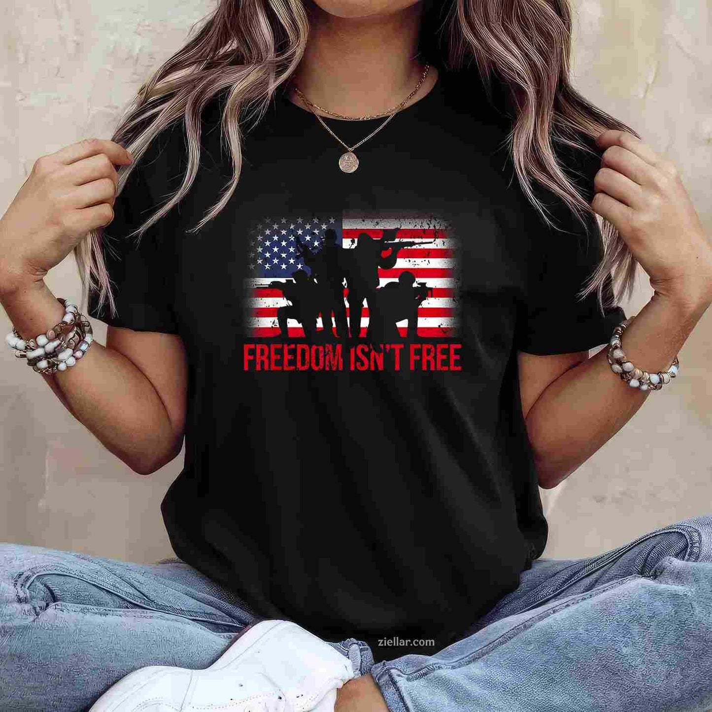 USA 4th of July for Men Freedom Is Not a Free Veteran T-Shirt Tee