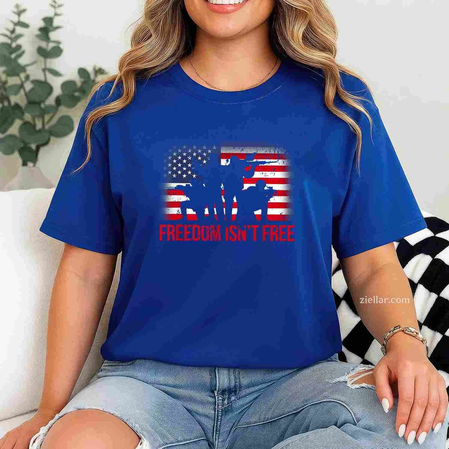 USA 4th of July for Men Freedom Is Not a Free Veteran T-Shirt Tee