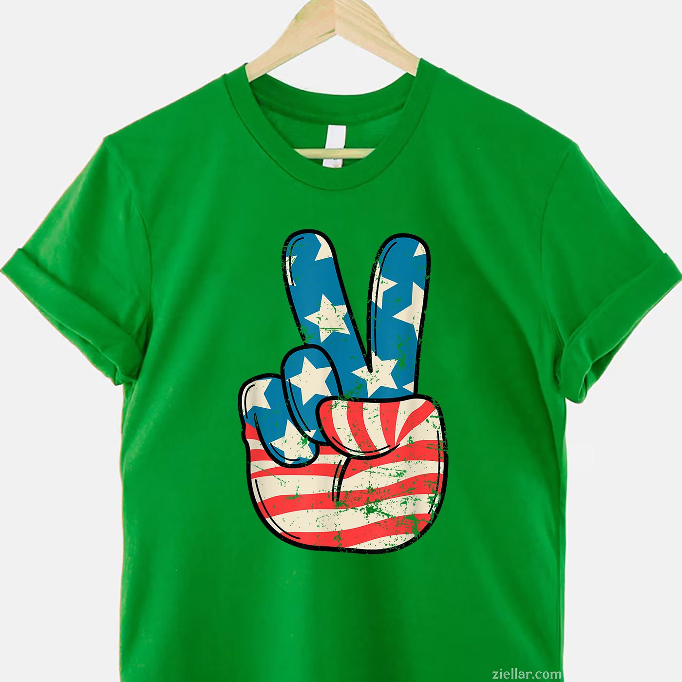 USA Flag Peace Sign Hand 4th of July Patriotic