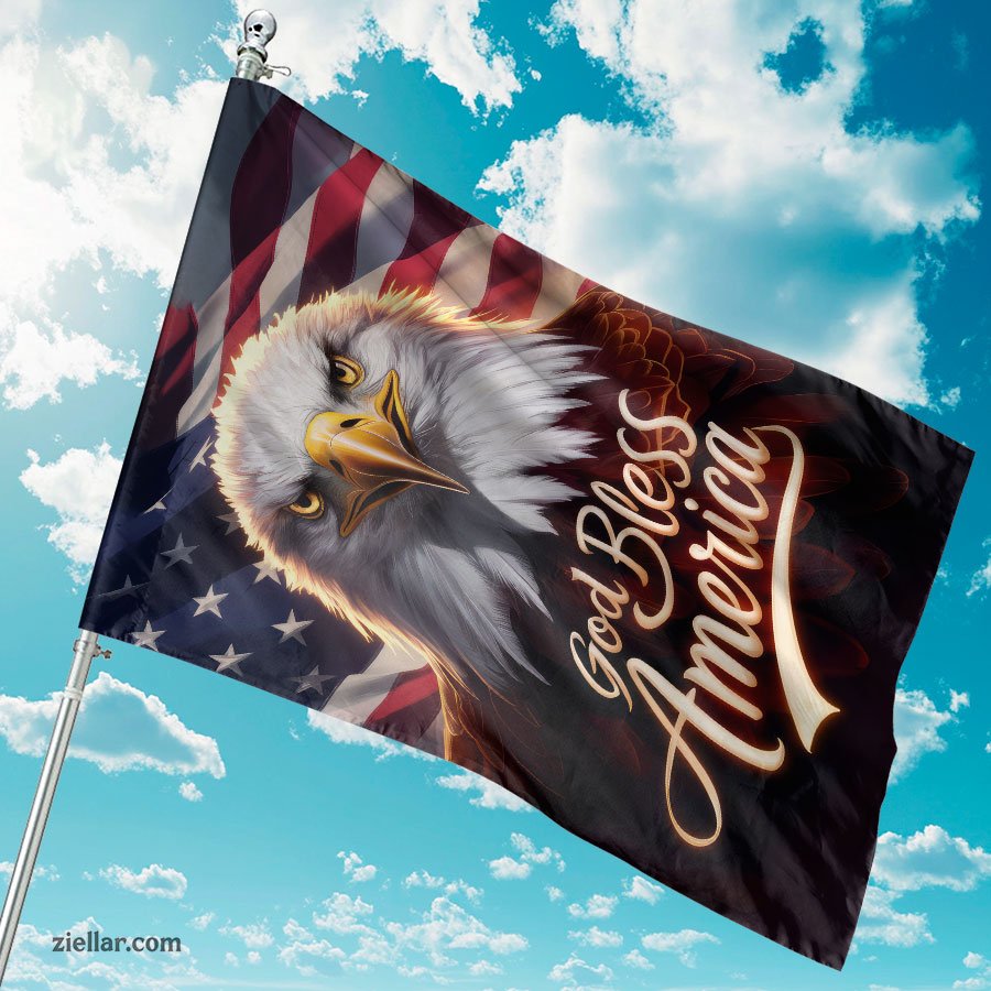 USA Patriotic Bald Eagle with Stars and Stripes American Flag Freedom Art