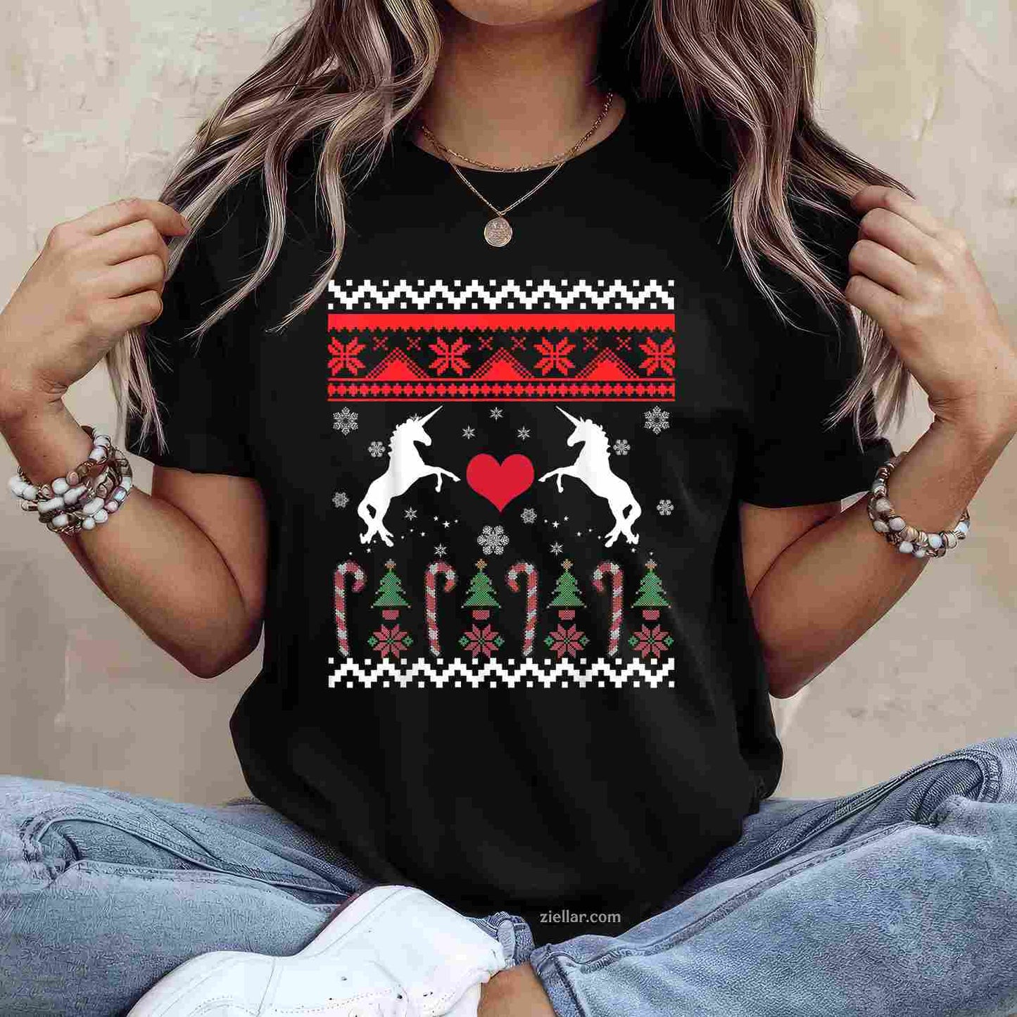 Unicorn Ugly Christmas Sweater Party T-Shirt, A Funny Unicorn Ugly Christmas Sweater Tee