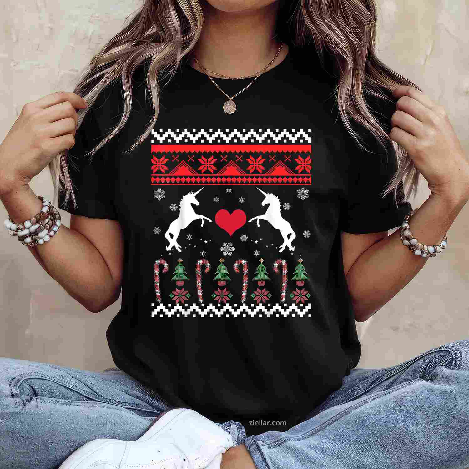 Unicorn Ugly Christmas Sweater Party T-Shirt, A Funny Unicorn Ugly Christmas Sweater Tee