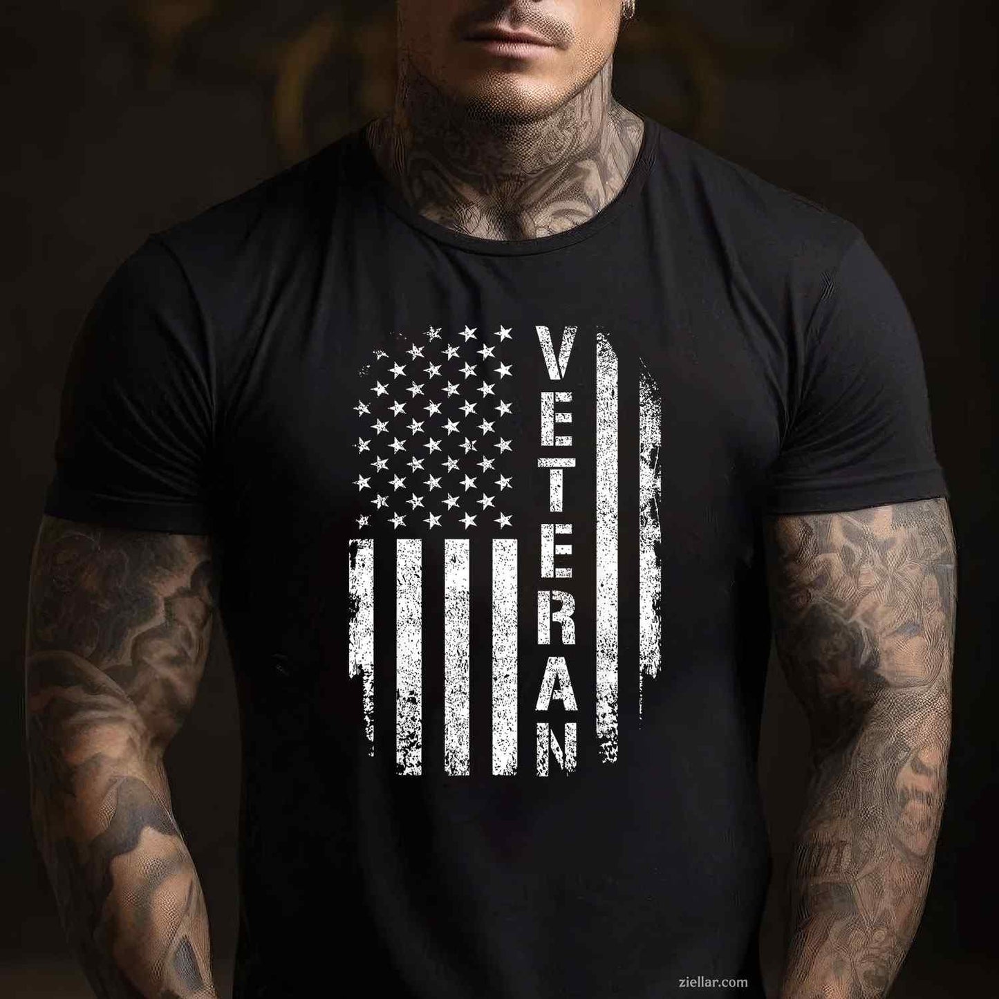 Us American Flag With Proud Veteran For Veterans Day T-Shirt And Tee For Adults