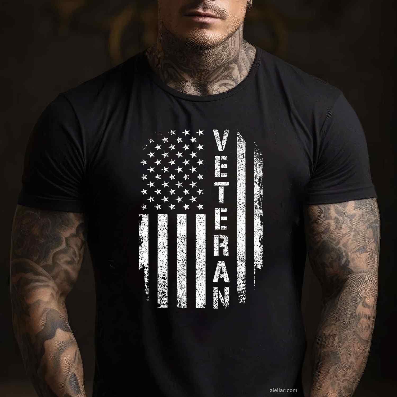 Us American Flag With Proud Veteran For Veterans Day T-Shirt And Tee For Adults