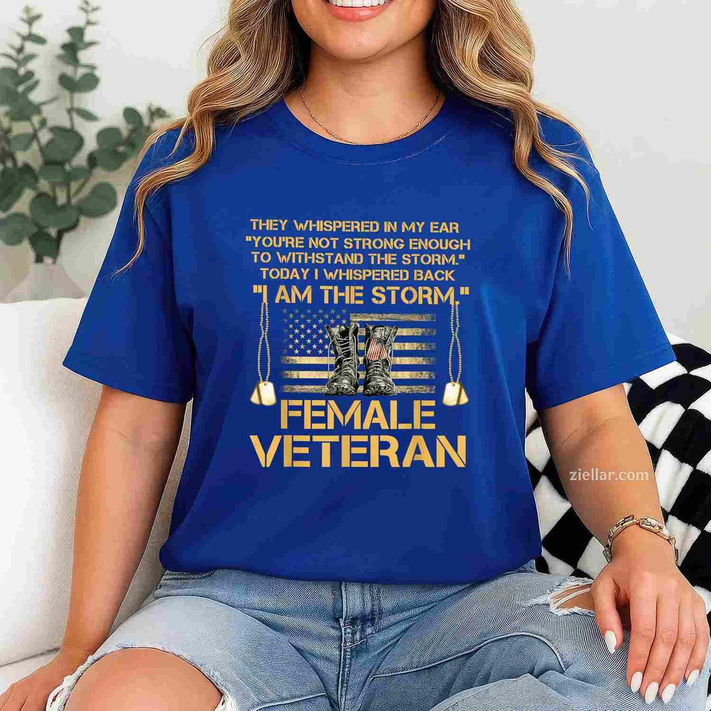 Us Veterans Day Gift, Us Female Veteran, I Am The Storm Premium T-Shirt And Tee For Adults