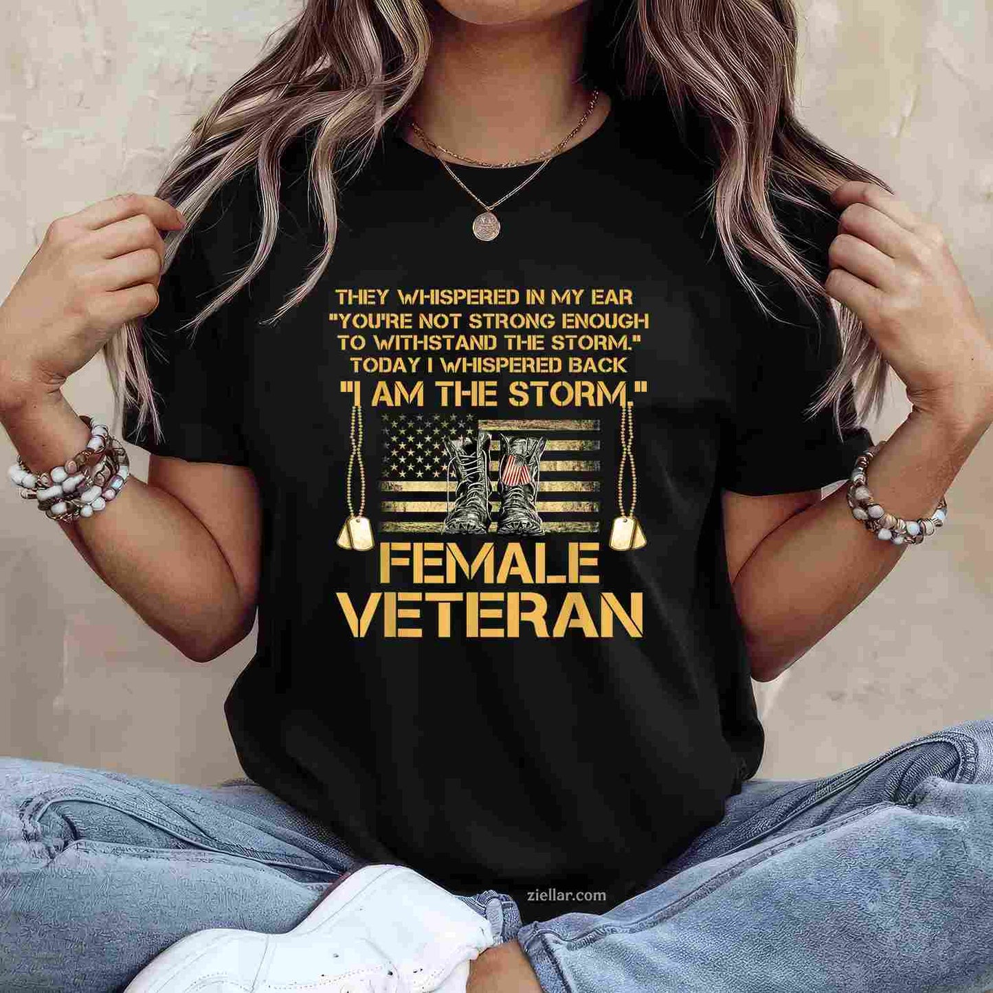 Us Veterans Day Gift, Us Female Veteran, I Am The Storm Premium T-Shirt And Tee For Adults
