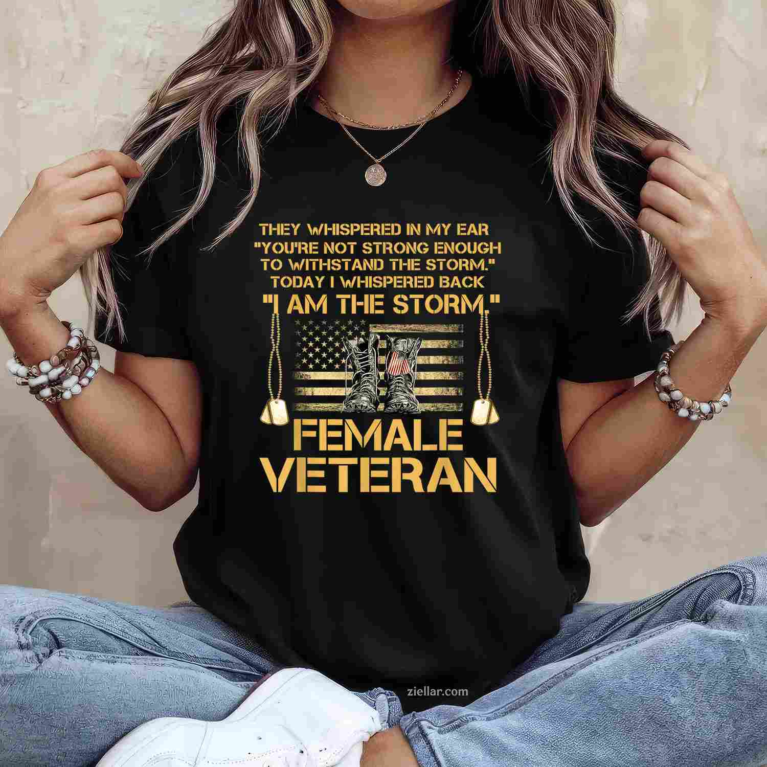 Us Veterans Day Gift, Us Female Veteran, I Am The Storm Premium T-Shirt And Tee For Adults