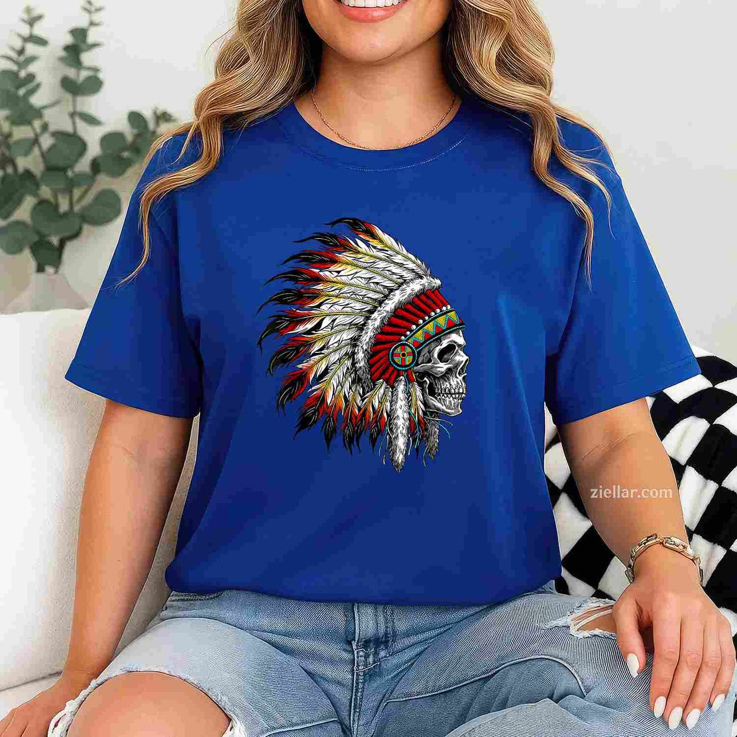 Usa Flag Native American Heritage Headdress, Native American T-Shirt And Tee For Women And Men