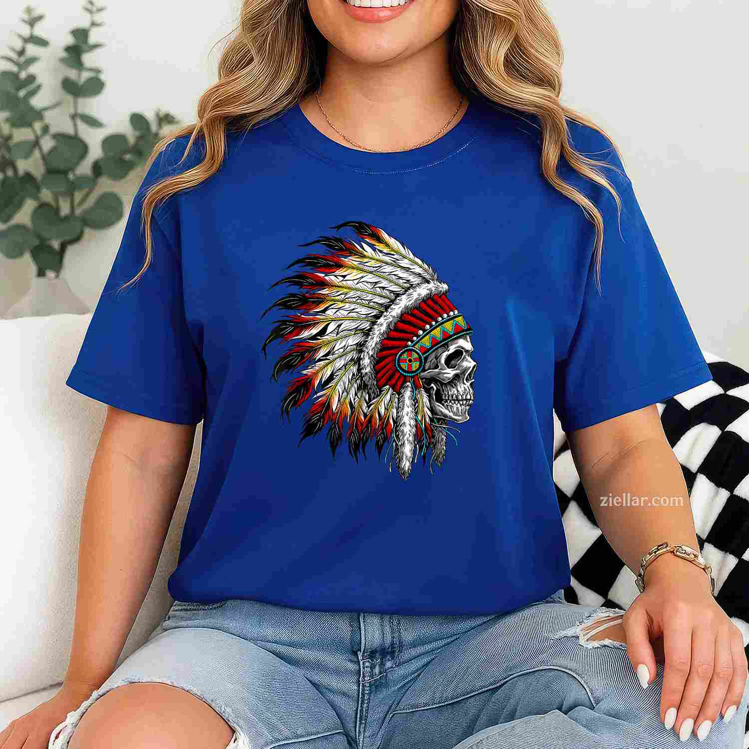 Usa Flag Native American Heritage Headdress, Native American T-Shirt And Tee For Women And Men