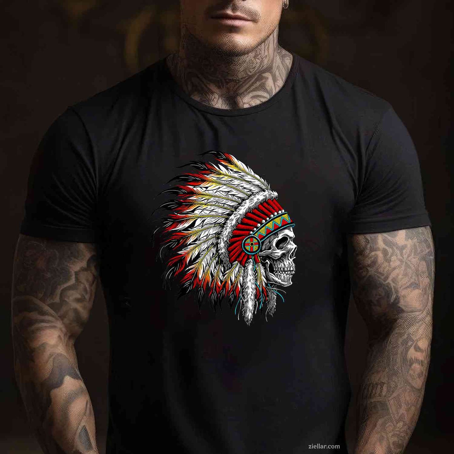 Usa Flag Native American Heritage Headdress, Native American T-Shirt And Tee For Women And Men