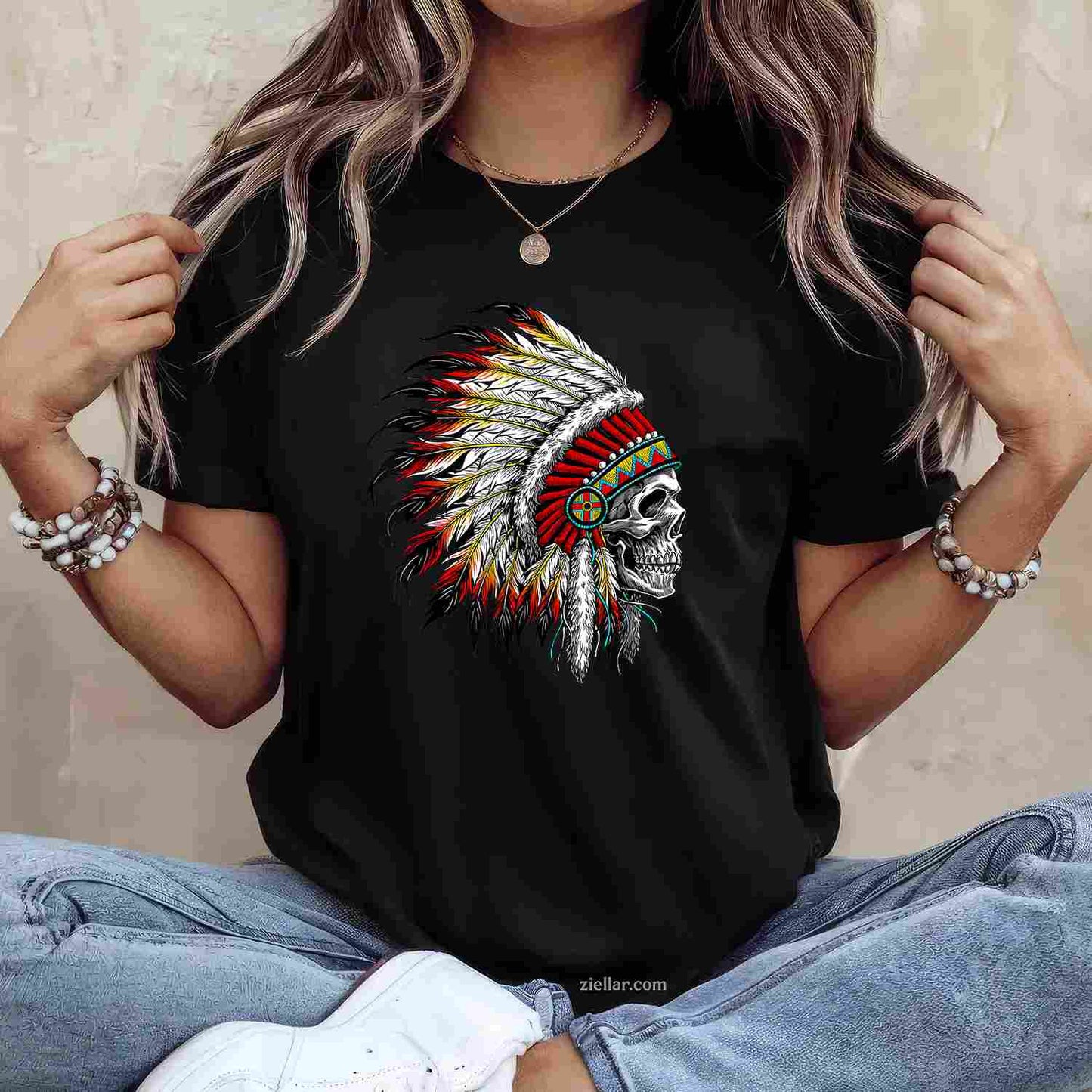 Usa Flag Native American Heritage Headdress, Native American T-Shirt And Tee For Women And Men