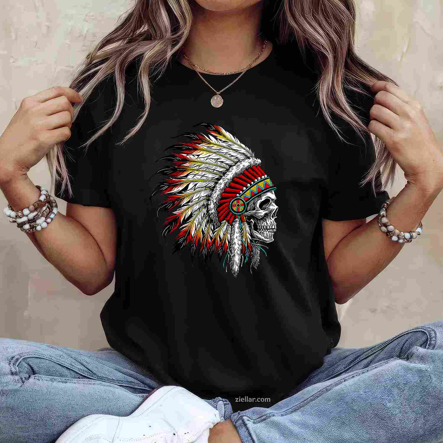 Usa Flag Native American Heritage Headdress, Native American T-Shirt And Tee For Women And Men