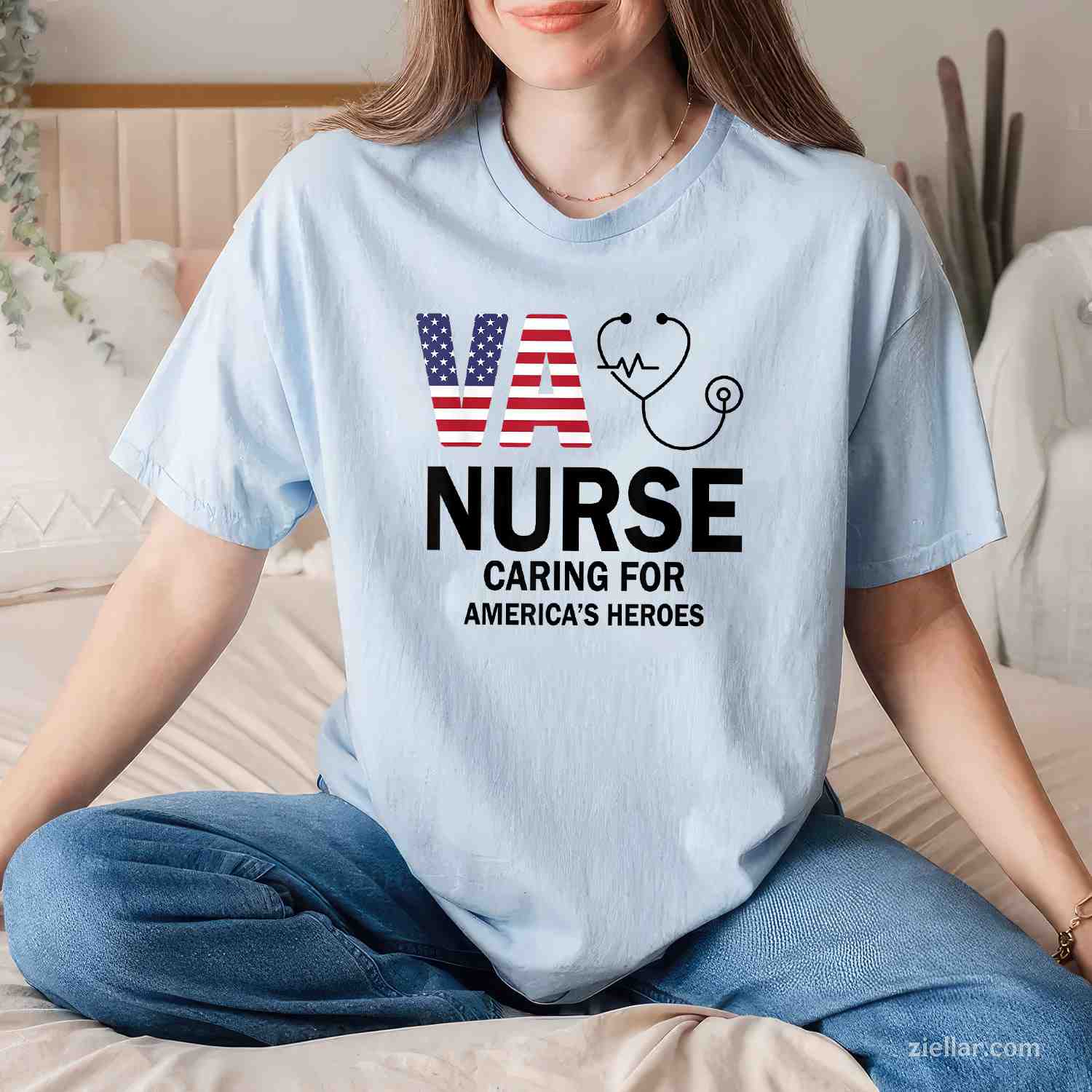 Va Nurse_ Caring For American'S Heroes, A Patriotic T-Shirt And Tee For Adults