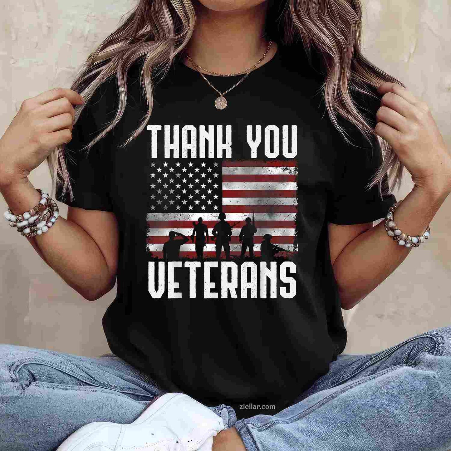 Veterans Day Gifts_ Thank You Veterans Proud American Military Premium T-Shirt And Tee
