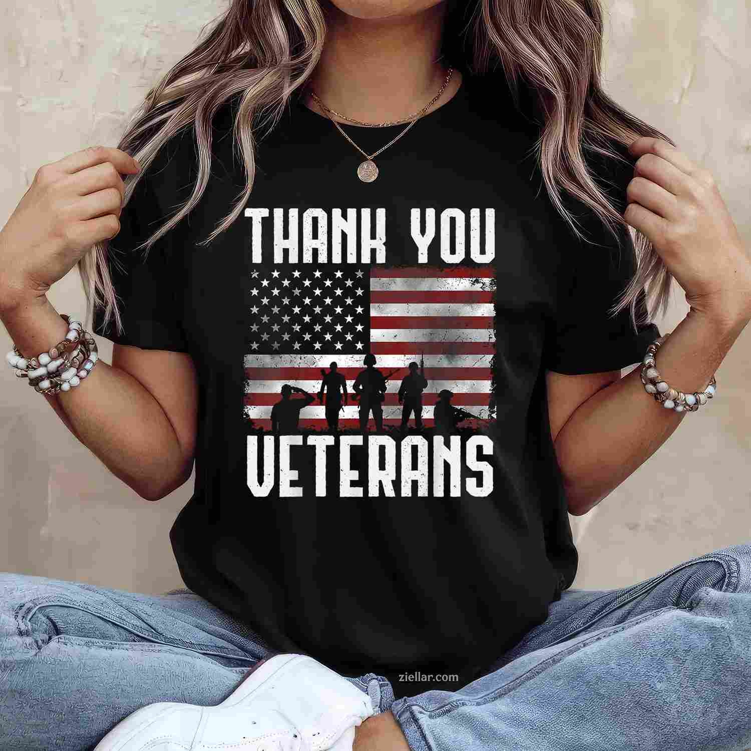 Veterans Day Gifts_ Thank You Veterans Proud American Military Premium T-Shirt And Tee