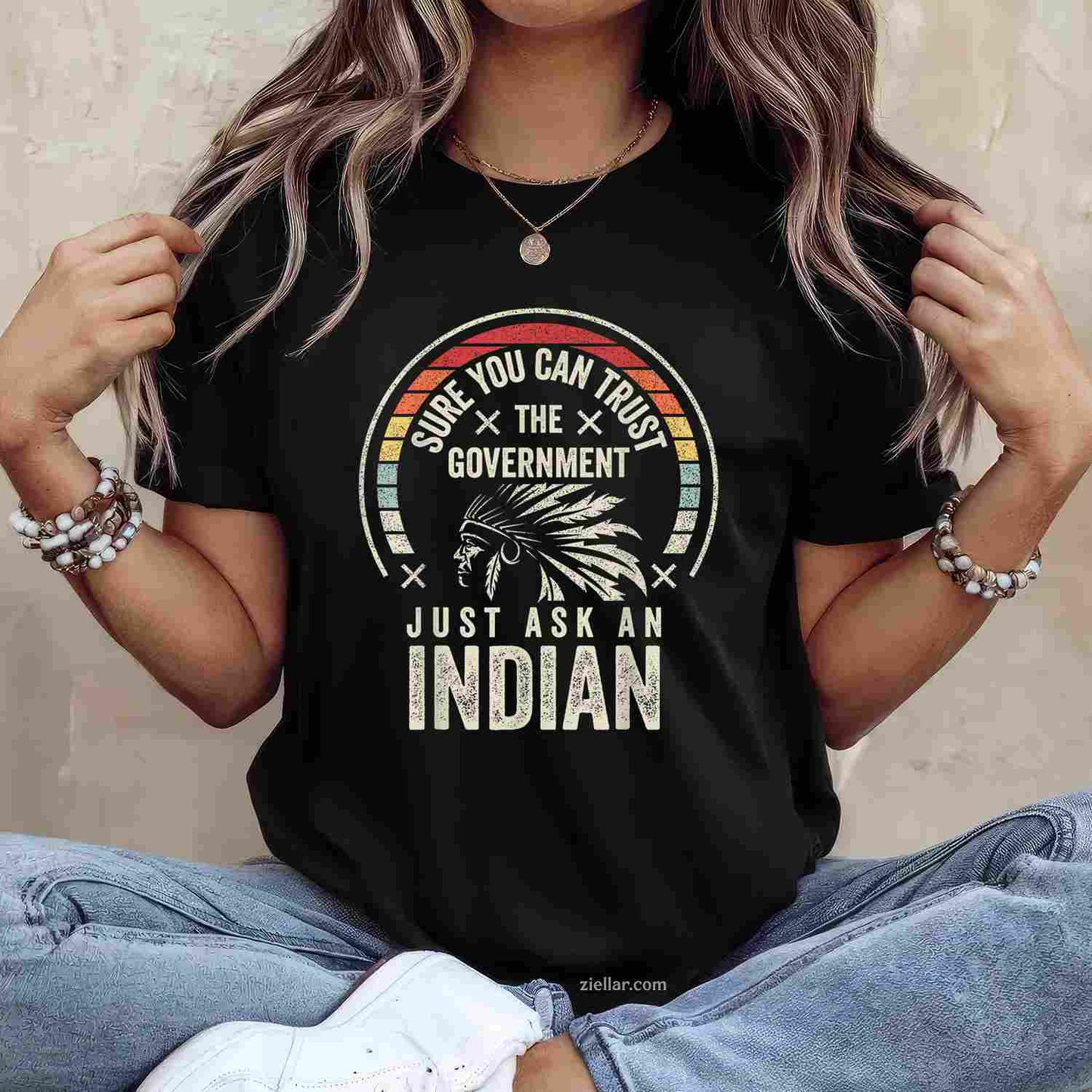 Vintage Indian Native American Skull With Tomahawk Axe T-Shirt And Tee For Adults
