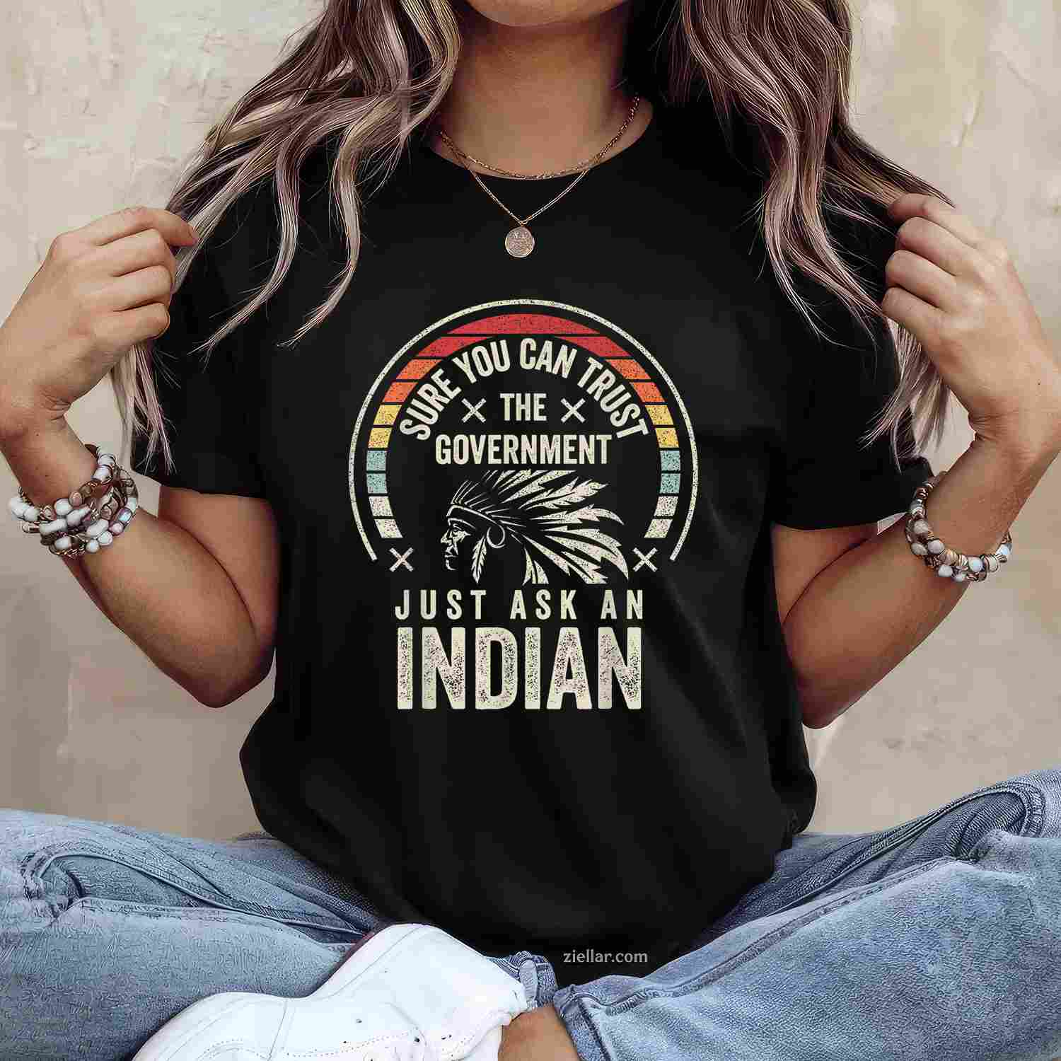 Vintage Indian Native American Skull With Tomahawk Axe T-Shirt And Tee For Adults