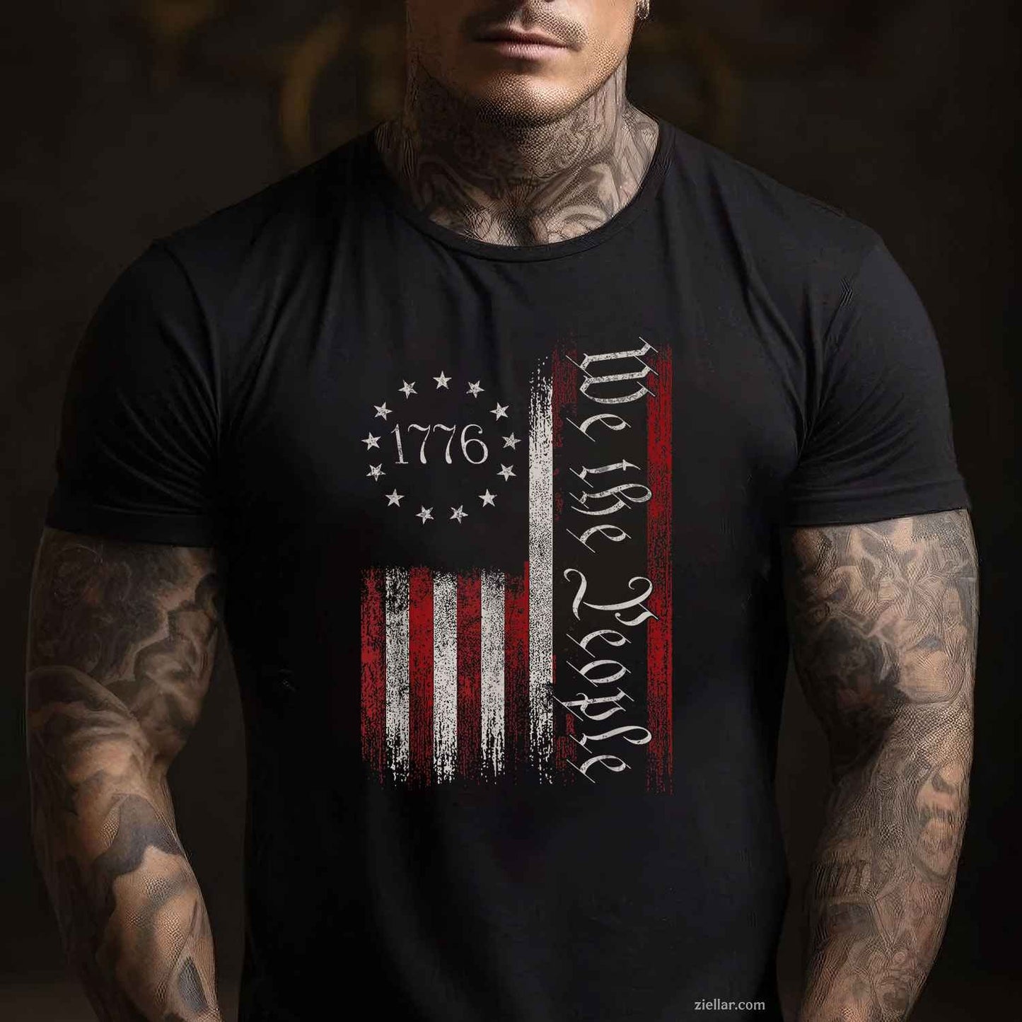 Vintage Old American Flag Patriotic 1776 We The People USA Women Men T-Shirt Tee