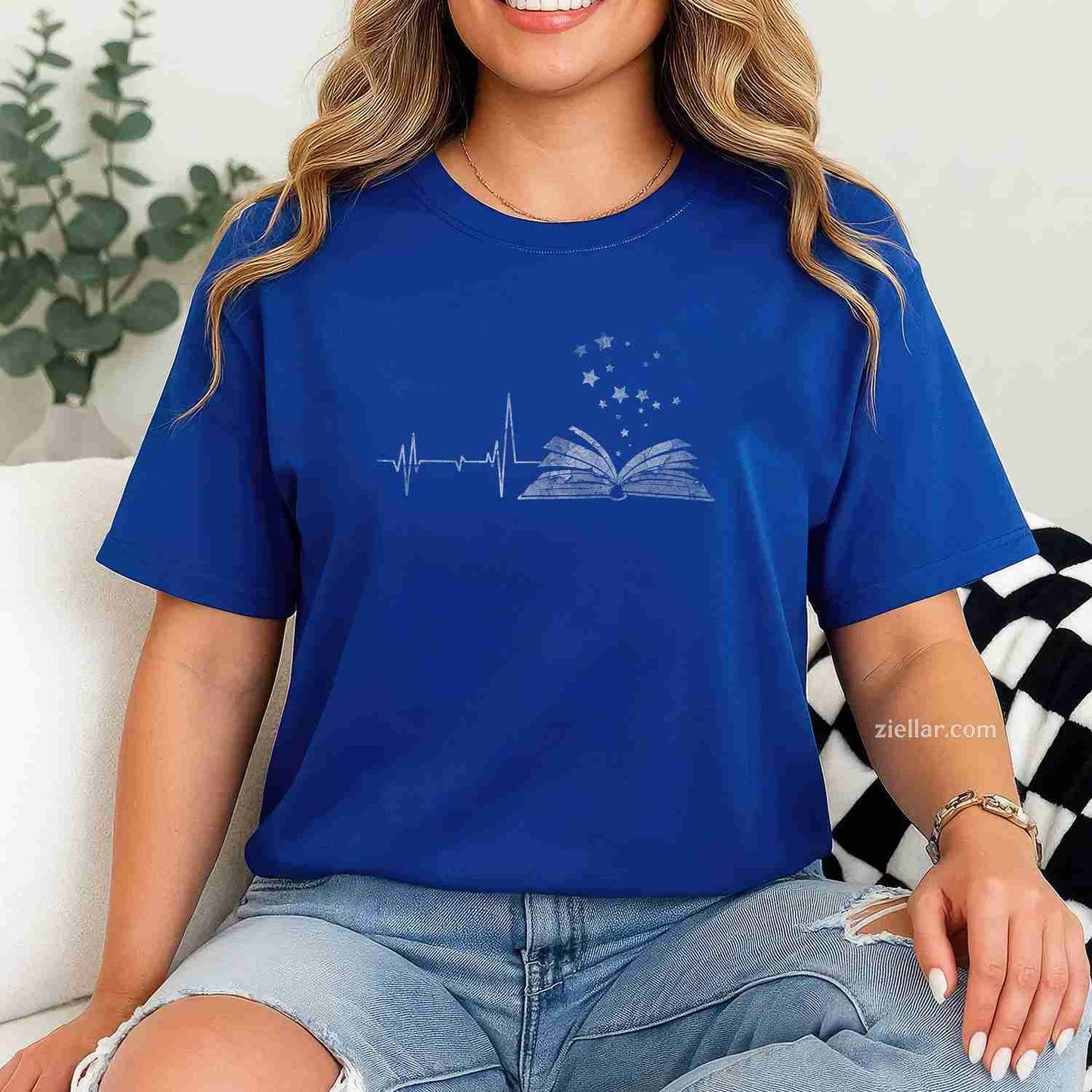 Vintage Retro Distressed Heartbeat T-Shirt, Book Reader Lover Gift Tee For Adults Unisex