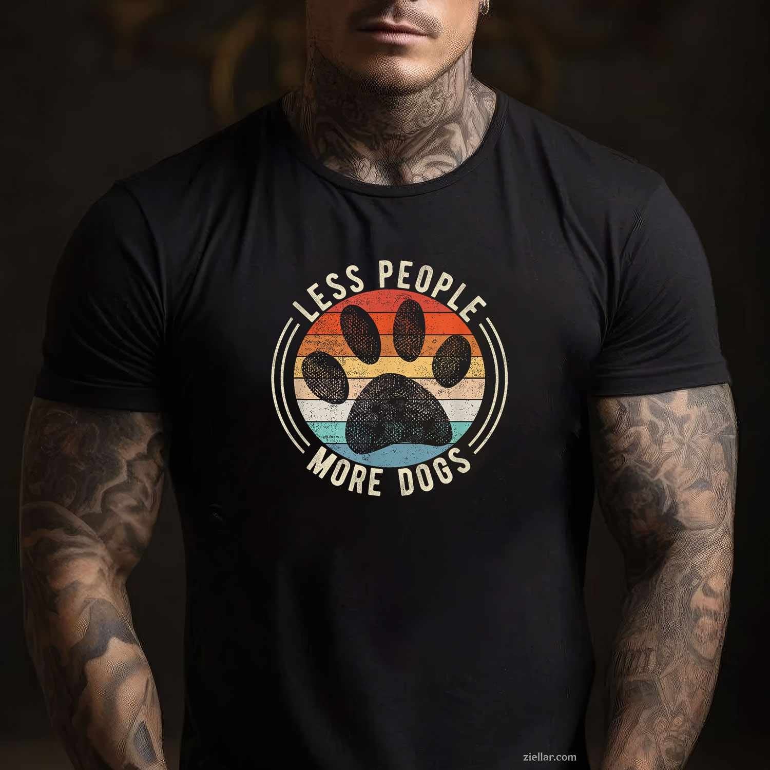Vintage Retro Funny Sayings Less People More Dogs T-Shirt, Dog Lover Graphic Tee For Men Women