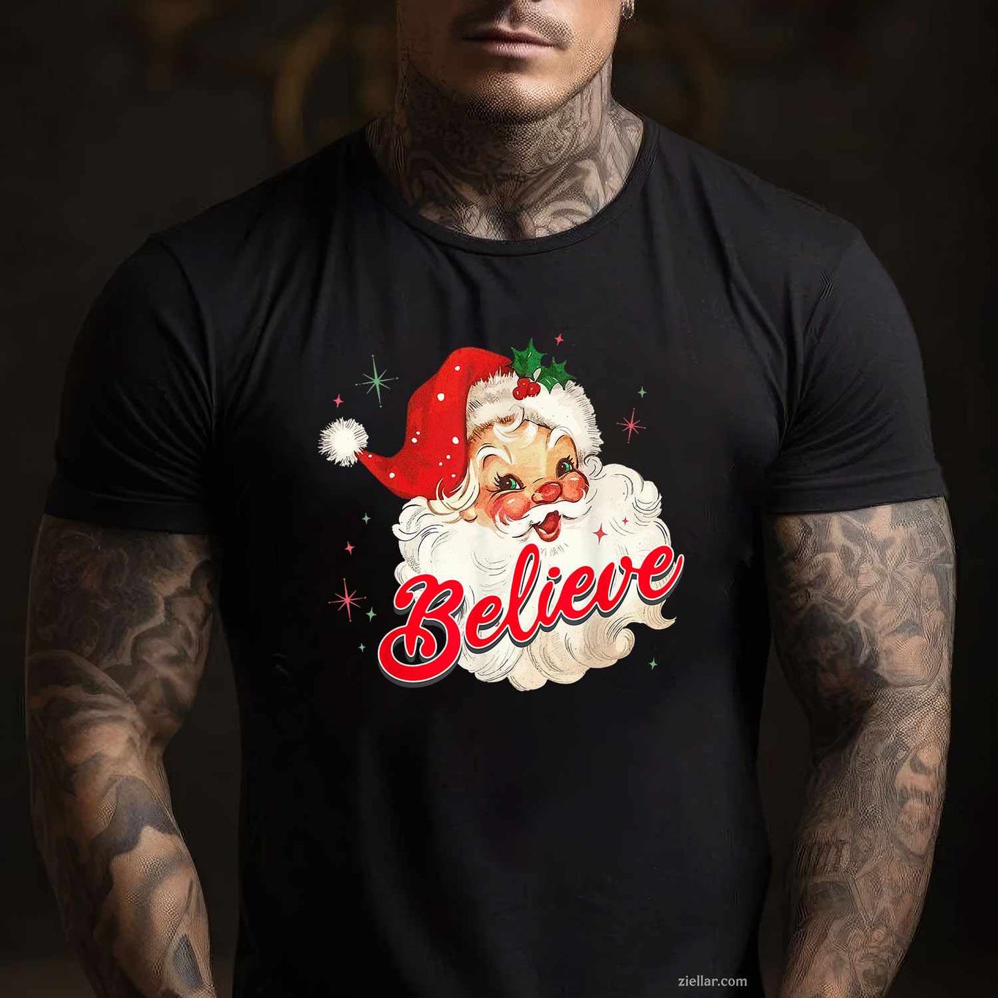 Vintage Santa Claus Believe Christmas Women T-Shirt, A Believe In Santa Vintage Christmas Tee For Adults