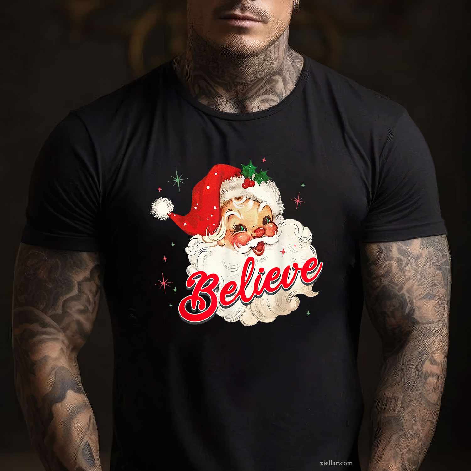 Vintage Santa Claus Believe Christmas Women T-Shirt, A Believe In Santa Vintage Christmas Tee For Adults