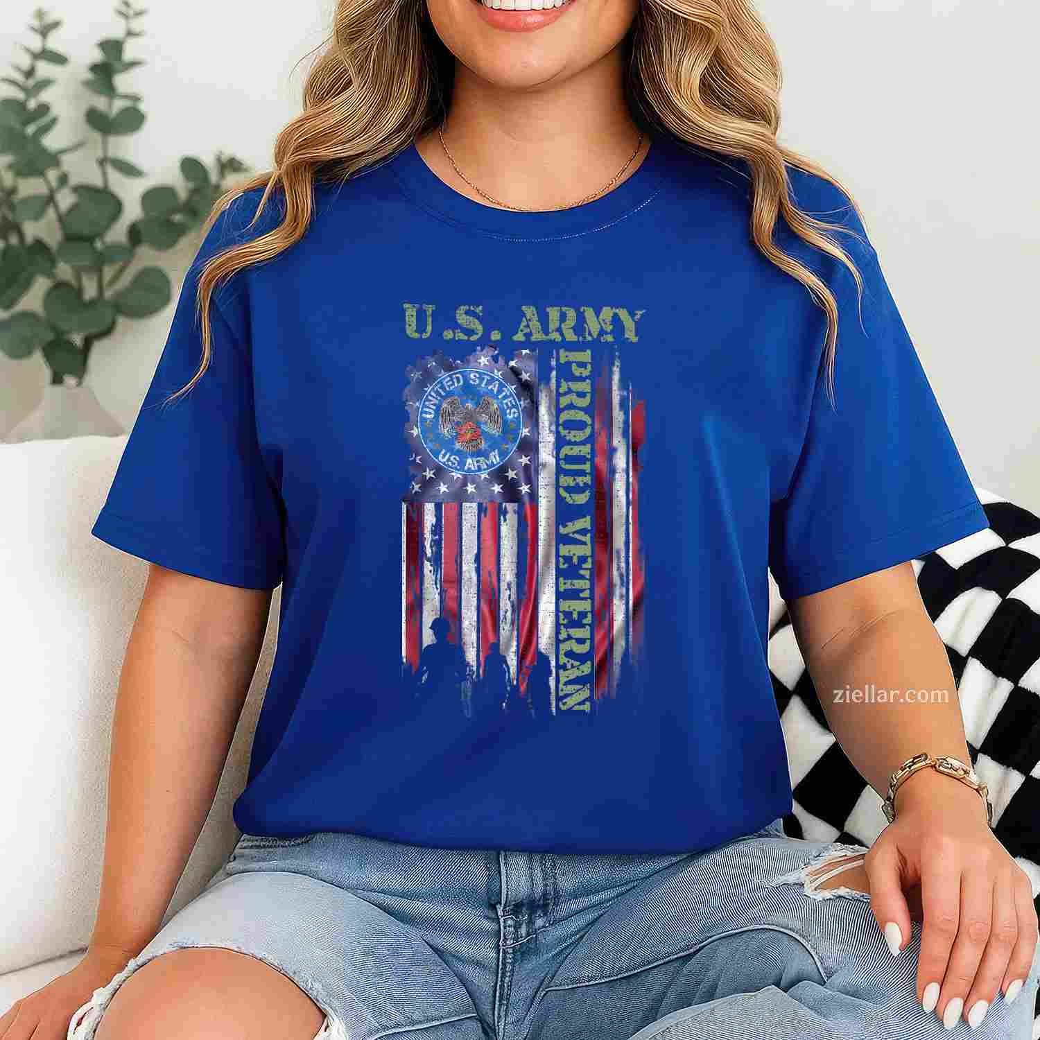 Vintage Usa American Flag Us Army Proud Veteran Military T-Shirt And Tee For Men