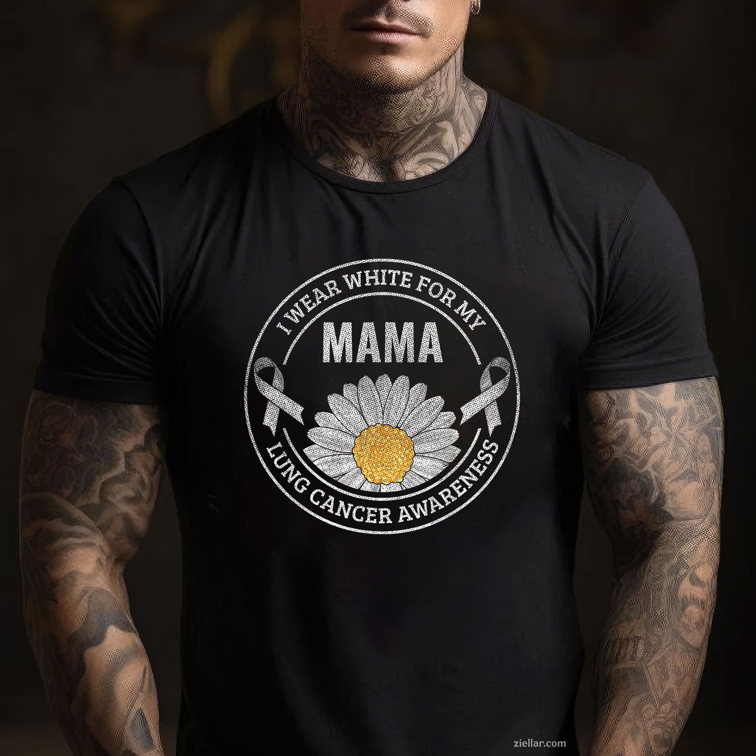 White Ribbon Mama Lung Cancer Awareness Gift T-Shirt