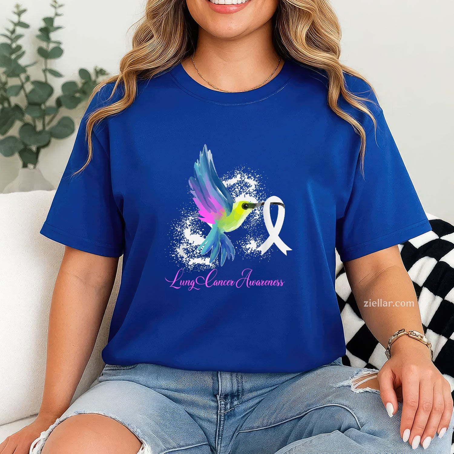 White Ribbon Lung Cancer Survivor Gift Lung Cancer Awareness T-Shirt