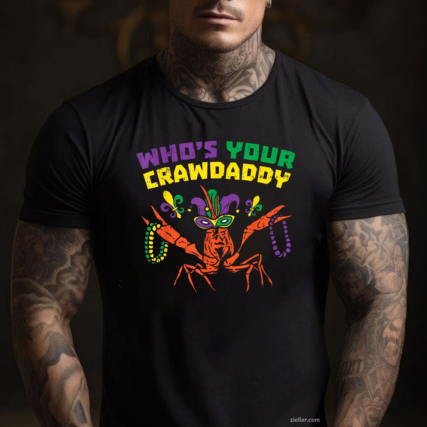 Who's Your Crawdaddy Tee and T-Shirt, Funny Crawfish Jester Mardi Gras T-Shirt for Adults