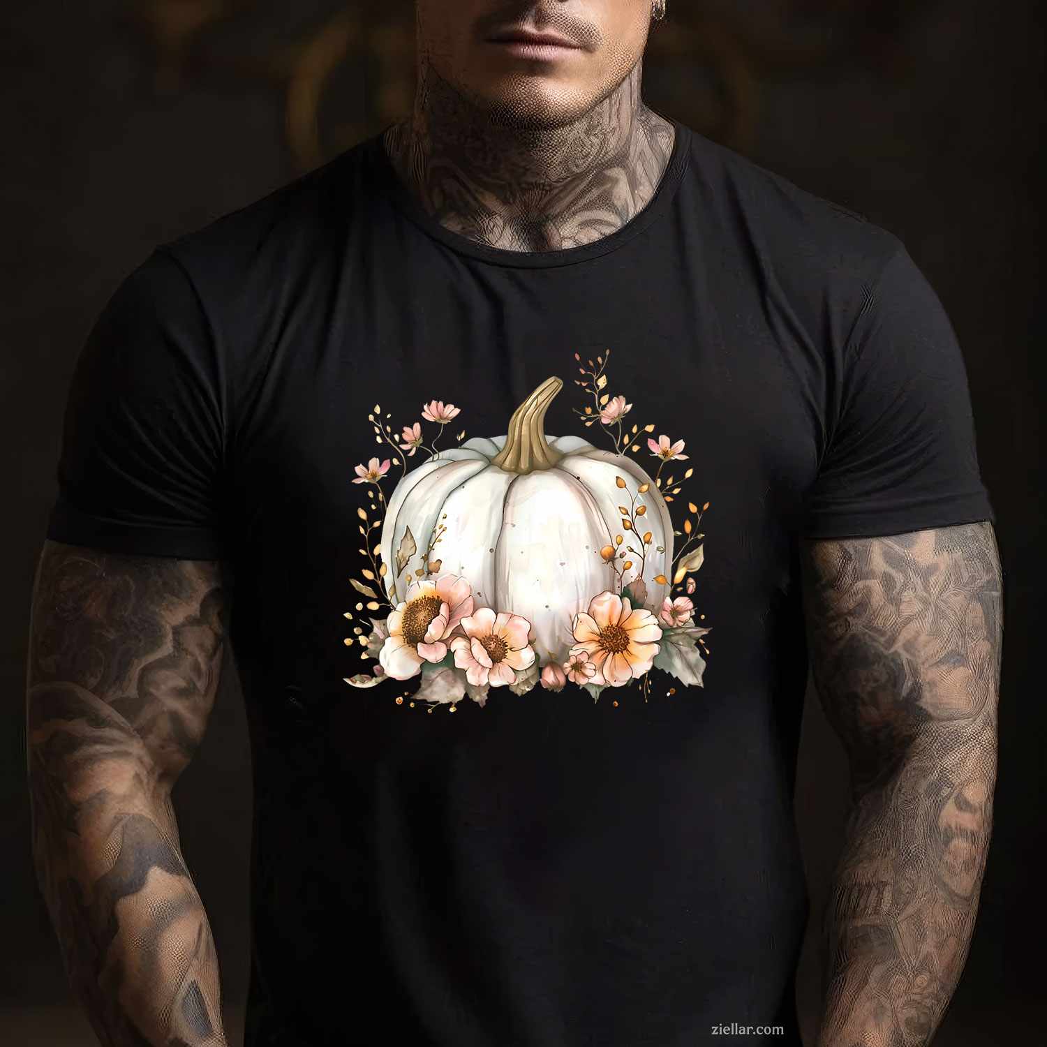 Wildflower Pumpkin Season Autumn Fall Leaves Thanksgiving T-Shirt and Tee for Adults Men Women Unisex