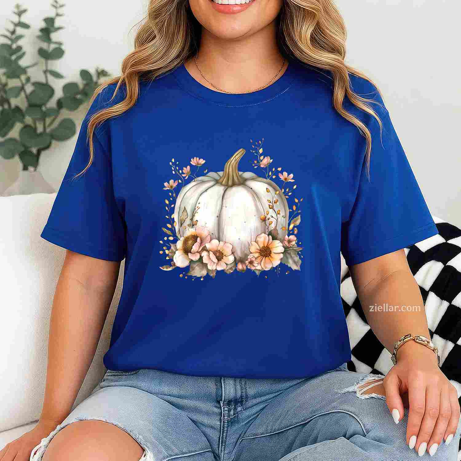 Wildflower Pumpkin Season Autumn Fall Leaves Thanksgiving T-Shirt and Tee for Adults Men Women Unisex