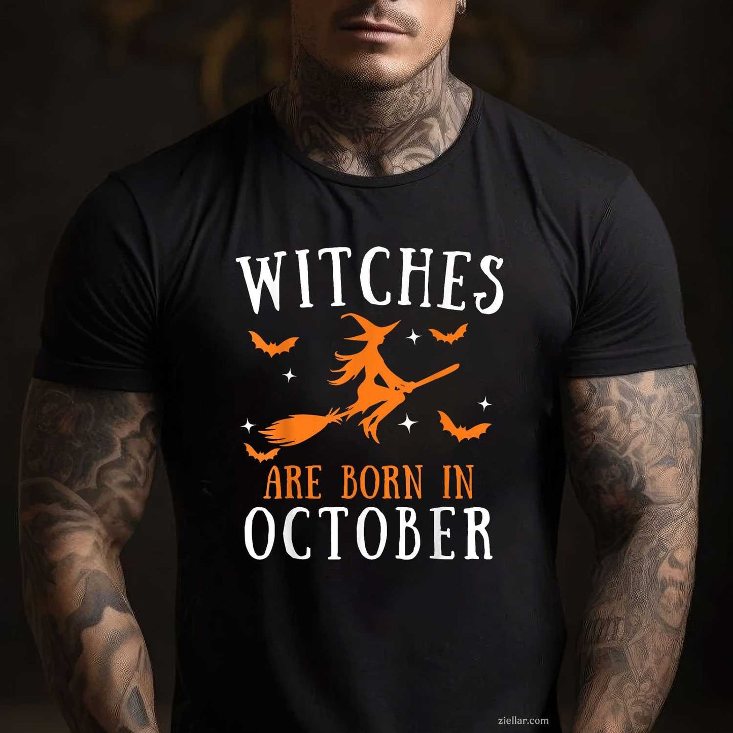 Witches Are Born In October Birthday Halloween Tee, Halloween T-Shirt for Men Women Adults Unisex, Cool Casual Street Style, Premium Quality