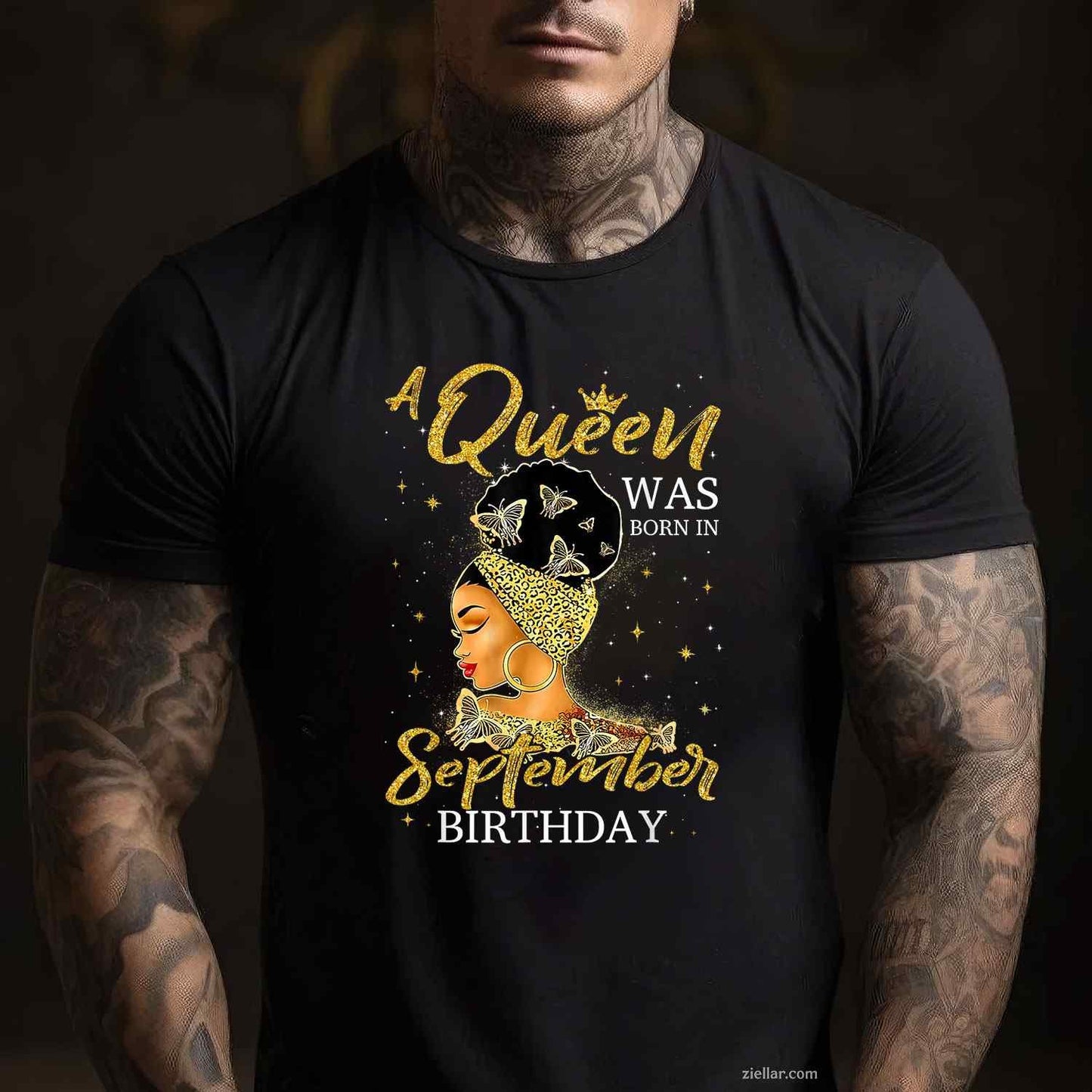 Womens A Queen Was Born In September Happy Birthday To Me T-Shirt Tee